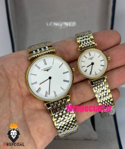 ساعت ست مردانه و زنانه لونژین دورنگ طلایی صفحه سفید LONGINES 021517