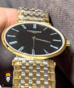 ساعت لونژین مردانه استیل دو رنگ طلایی صفحه مشکی LONGINES 021275 