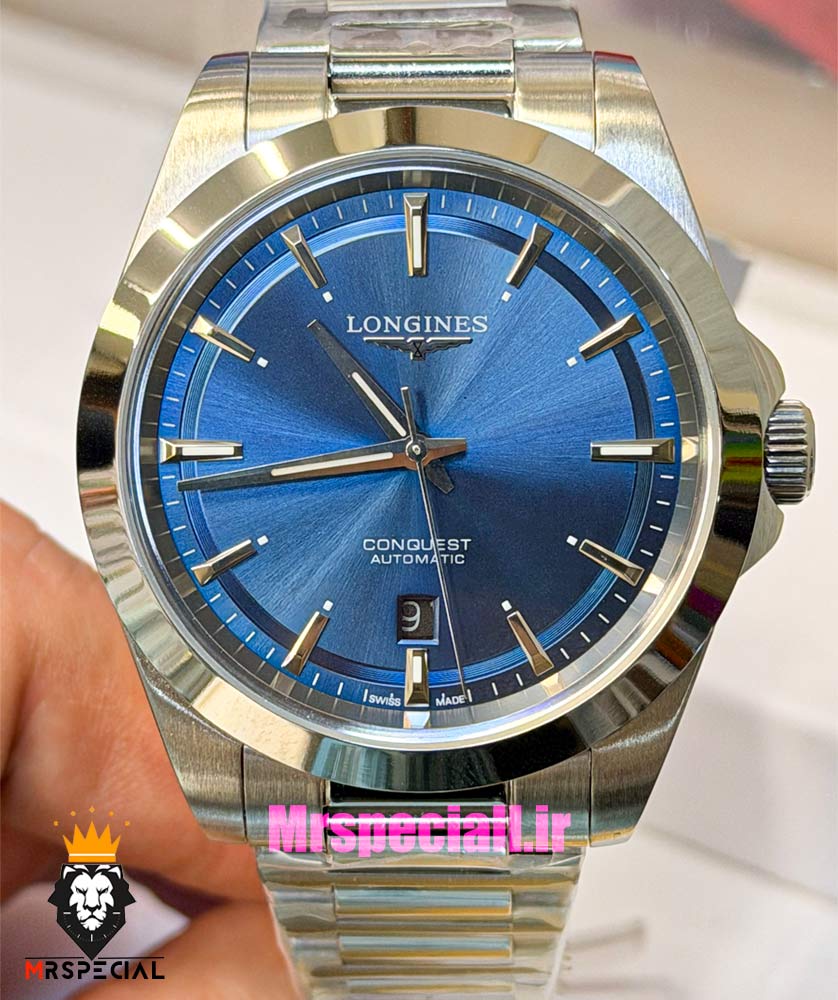 ساعت لونژین مردانه اتوماتیک استیل صفحه ابی LONGINES CONQUEST HERITAGE 021492