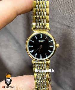 ساعت لونژین زنانه استیل دو رنگ طلایی صفحه مشکی LONGINES 021276