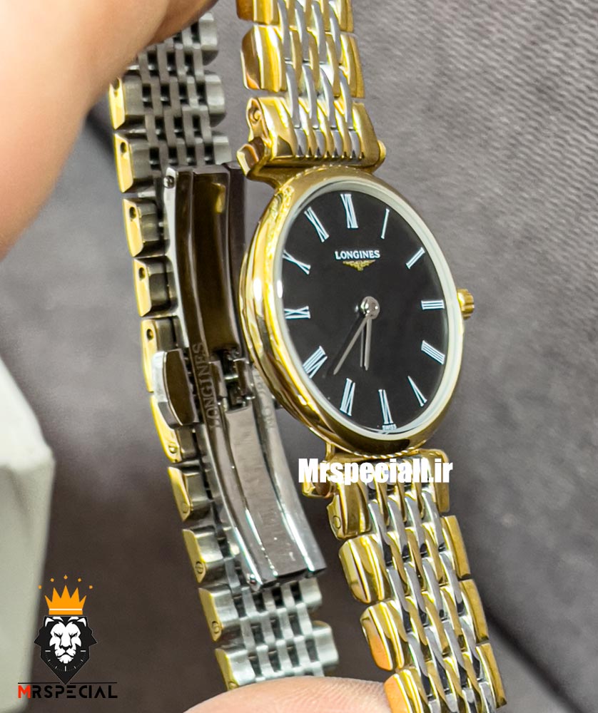 ساعت لونژین زنانه استیل دو رنگ طلایی صفحه مشکی LONGINES 021276
