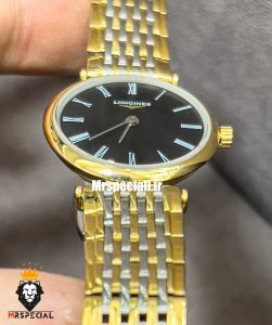 ساعت لونژین زنانه استیل دو رنگ طلایی صفحه مشکی LONGINES 021276