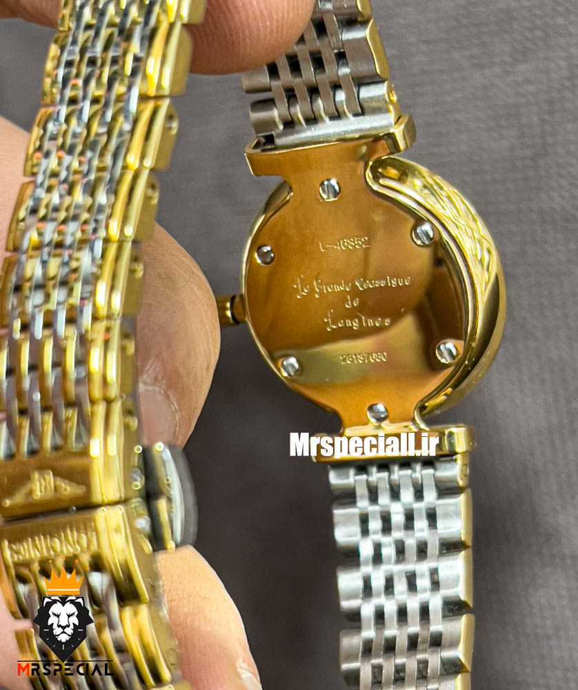 ساعت لونژین زنانه استیل دو رنگ طلایی صفحه مشکی LONGINES 021276