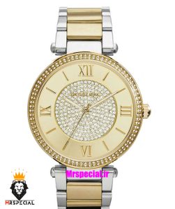 ساعت مایکل کورس زنانه استیل دو رنگ طلایی صفحه فول نگین 021297 MICHAEL KORS