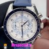 ساعت مچی مردانه امگا اسپید مستر کرنوگراف بند چرم ابی صفحه سفید OMEGA Speedmaster 020995