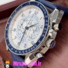 ساعت مچی مردانه امگا اسپید مستر کرنوگراف بند چرم ابی صفحه سفید OMEGA Speedmaster 020995