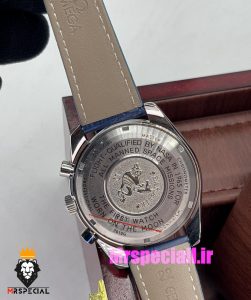 ساعت مچی مردانه امگا اسپید مستر کرنوگراف بند چرم ابی صفحه سفید OMEGA Speedmaster 020995 