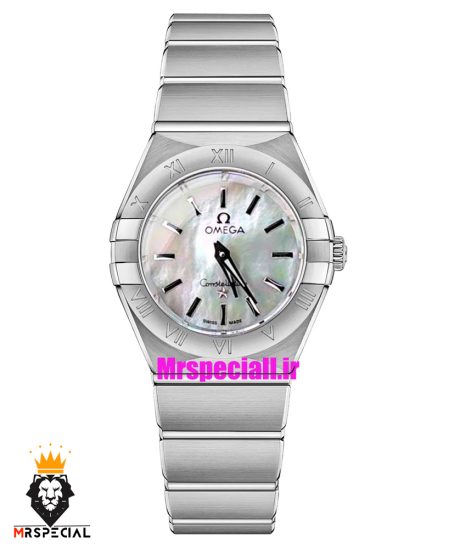 ساعت امگا زنانه مدل کانسلیشن استیل صفحه سفید صدف OMEGA CONSTELLATION 021217