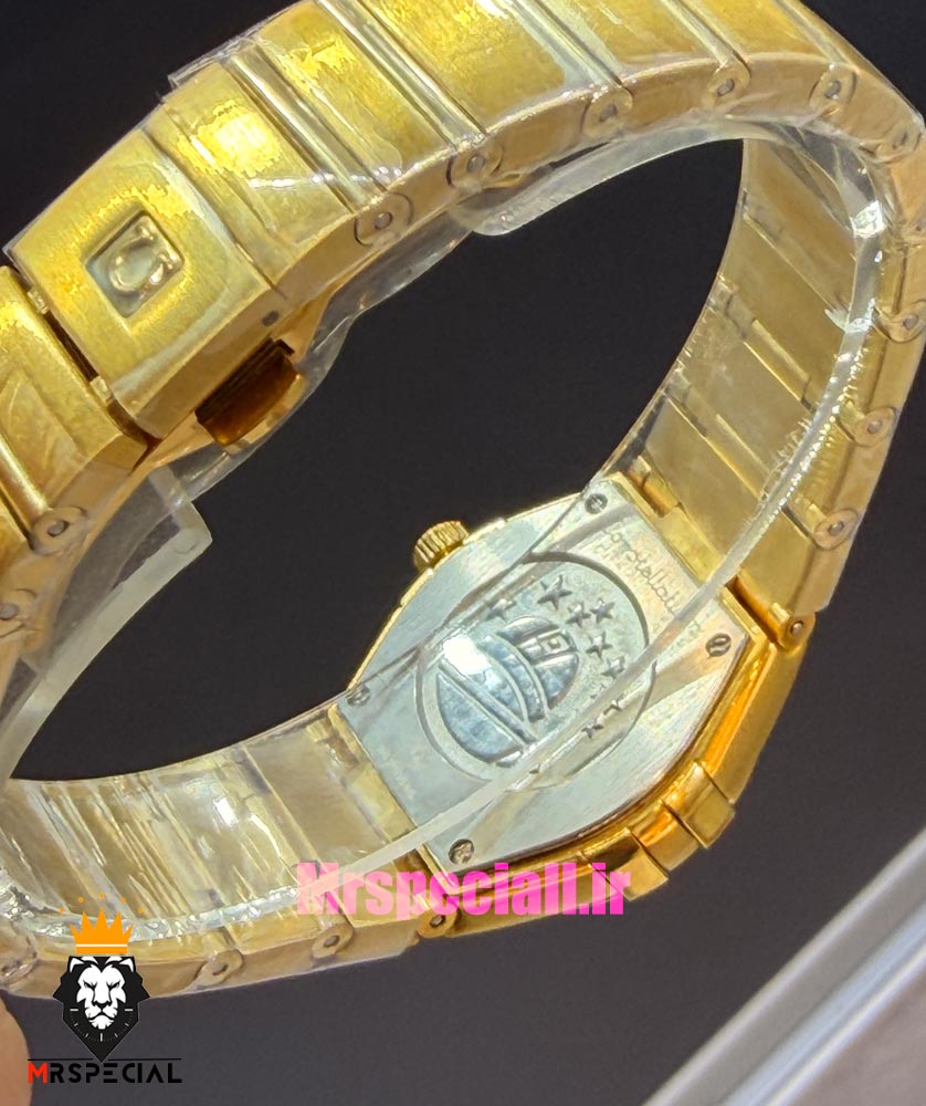 ساعت امگا زنانه کانسلیشن طلایی قاب نگین صفحه نقره ای OMEGA CONSTELLATION 021599