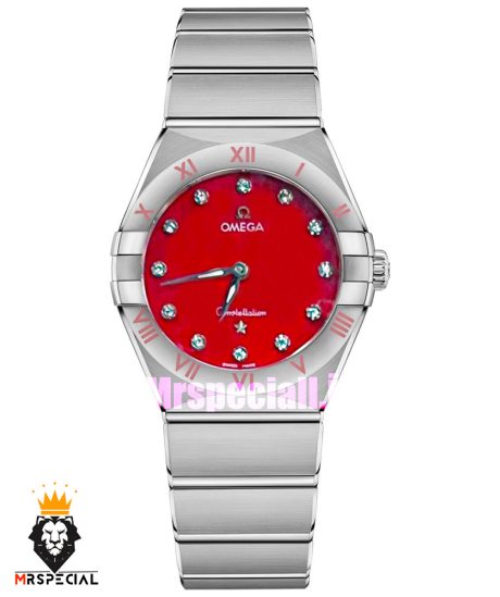 ساعتمچی زنانه امگا کانسلیشن کوارتز استیل صفحه قرمز OMEGA CONSTELLATION 01542