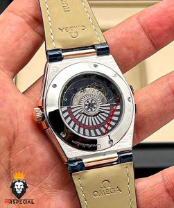 ساعت مچی مردانه امگا کانسلیشن اتوماتیک بند چرم صفحه مشکی OMEGA CONSTELLATION 00923