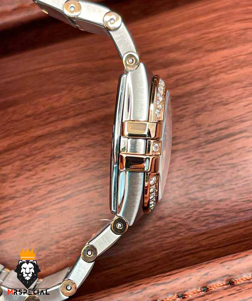 ساعت مچی زنانه امگا کانسلیشن دو رنگ رزگلد قاب نگین صفحه صدف OMEGA CONSTELLATION 4215