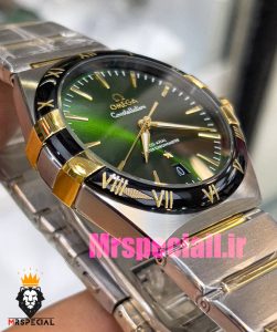 ساعت امگا مردانه مدل کانسلیشن دو رنگ طلایی صفحه سبز OMEGA Constllation Co-Axial 020949 