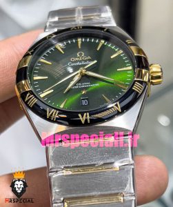 ساعت امگا مردانه مدل کانسلیشن دو رنگ طلایی صفحه سبز OMEGA Constllation Co-Axial 020949 