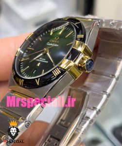 ساعت امگا مردانه مدل کانسلیشن دو رنگ طلایی صفحه سبز OMEGA Constllation Co-Axial 020949 