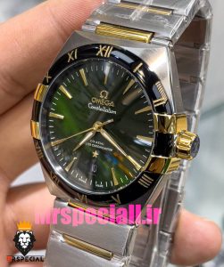 ساعت امگا مردانه مدل کانسلیشن دو رنگ طلایی صفحه سبز OMEGA Constllation Co-Axial 020949 
