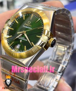 ساعت امگا مردانه مدل کانسلیشن دو رنگ طلایی صفحه سبز OMEGA Constllation 020953