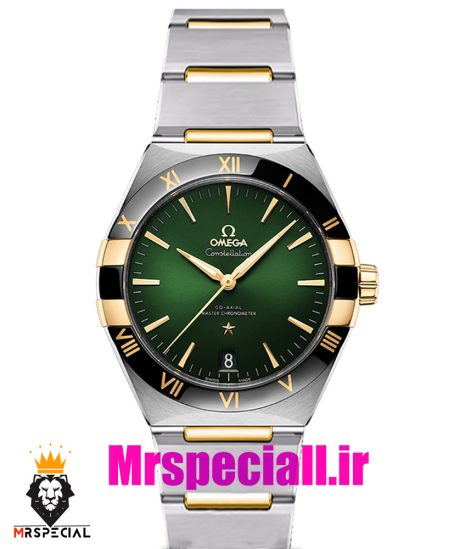 ساعت امگا مردانه مدل کانسلیشن دو رنگ طلایی صفحه سبز OMEGA Constllation Co-Axial 020949