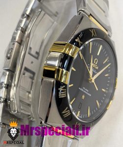 ساعت امگا مردانه مدل کانسلیشن دو رنگ طلایی صفحه مشکی OMEGA Constllation Co-Axial 020950