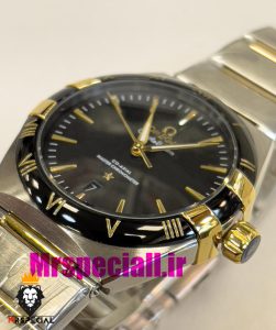 ساعت امگا مردانه مدل کانسلیشن دو رنگ طلایی صفحه مشکی OMEGA Constllation Co-Axial 020950