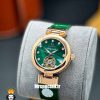 ساعت مچی زنانه امگا مدل لیدی ماتیک اتومات رزگلد بند چرم صفحه سبز صدف OMEGA LADYMATIC 021234
