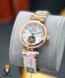 ساعت مچی زنانه امگا مدل لیدی ماتیک رزگلد اتوماتیک صفحه سفید صدف OMEGA LADYMATIC 0992
