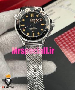 ساعت مردانه امگا سیمستر اتوماتیک بند حصیری صفحه مشکی OMEGA SEAMASTER 0025