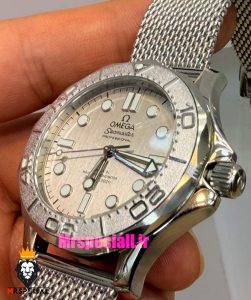 ساعت امگا مردانه مدل سیمستر 007 اتوماتیک بند حصیری صفحه طوسی OMEGA SEAMASTER 021538 