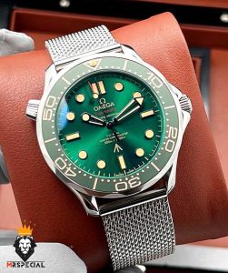 ساعت مچی مردانه امگا سیمستر اتوماتیک بند حصیری صفحه سبز OMEGA SEAMASTER 0026