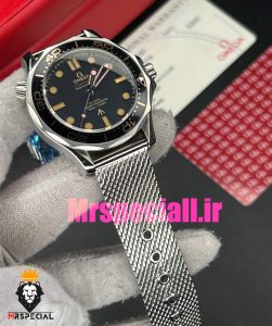 ساعت مردانه امگا سیمستر اتوماتیک بند حصیری صفحه مشکی OMEGA SEAMASTER 0025