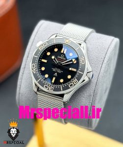 ساعت مردانه امگا سیمستر اتوماتیک بند حصیری صفحه مشکی OMEGA SEAMASTER 0025