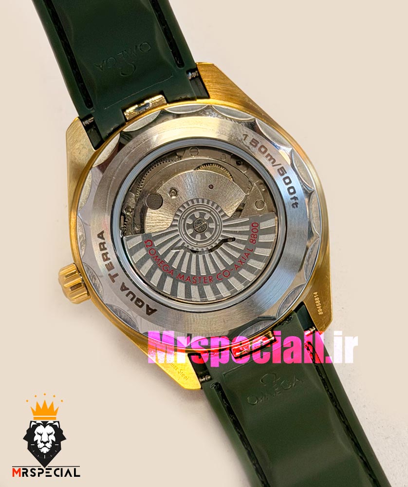 ساعت امگا مردانه سیمستر اتوماتیک بند رابر سبز قاب طلایی OMEGA SEAMASTER Aqua Terra 021720