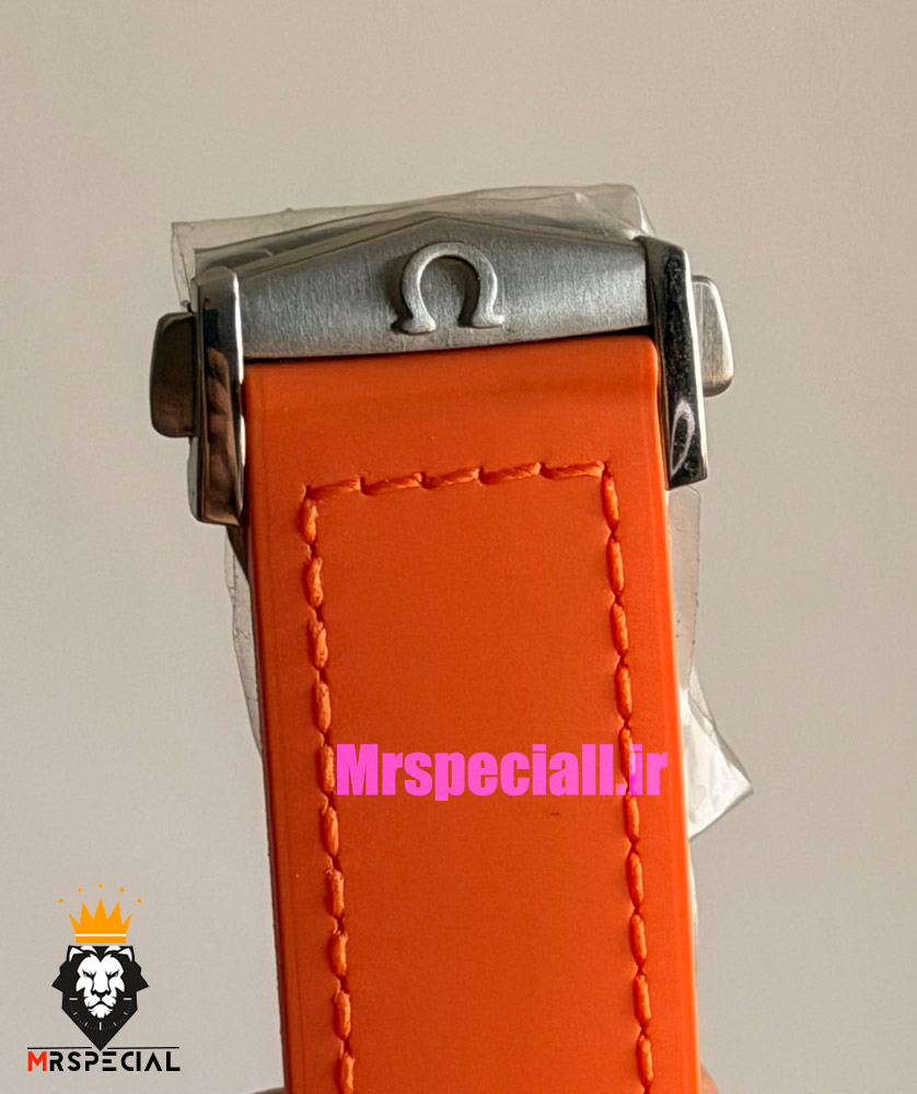 ساعت امگا مردانه سیمستر اتوماتیک رابر نارنجی صفحه مشکی OMEGA SEAMASTER Planet Ocean 016625