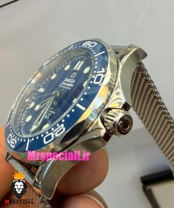 ساعت امگا مردانه مدل سیمستر 007 اتوماتیک بند حصیری صفحه ابی OMEGA SEAMASTER 021539