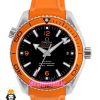 ساعت امگا مردانه سیمستر اتوماتیک رابر نارنجی صفحه مشکی OMEGA SEAMASTER Planet Ocean 016625