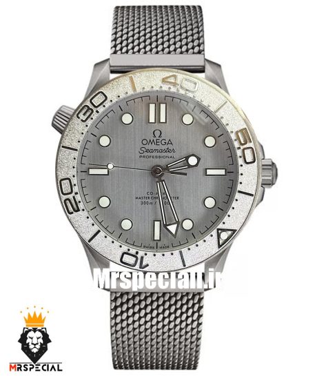 ساعت امگا مردانه مدل سیمستر 007 اتوماتیک بند حصیری صفحه طوسی OMEGA SEAMASTER 021538