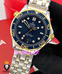 ساعت امگا مردانه مدل سیمستر اتوماتیک دو رنگ طلایی بند استیل صفحه ابی OMEGA SEAMASTER 021012 