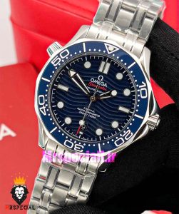 ساعت امگا مردانه مدل سیمستر اتوماتیک بند استیل صفحه ابی OMEGA SEAMASTER 021011