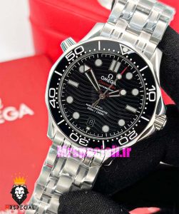 ساعت امگا مردانه مدل سیمستر اتوماتیک بند استیل صفحه مشکی OMEGA SEAMASTER 021010 