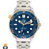 ساعت امگا مردانه مدل سیمستر اتوماتیک دو رنگ طلایی بند استیل صفحه ابی OMEGA SEAMASTER 021012