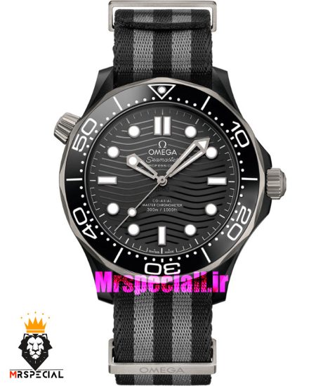 ساعت امگا مردانه سیمستر اتوماتیک بند ناتو صفحه مشکی OMEGA SEAMASTER 007 021014