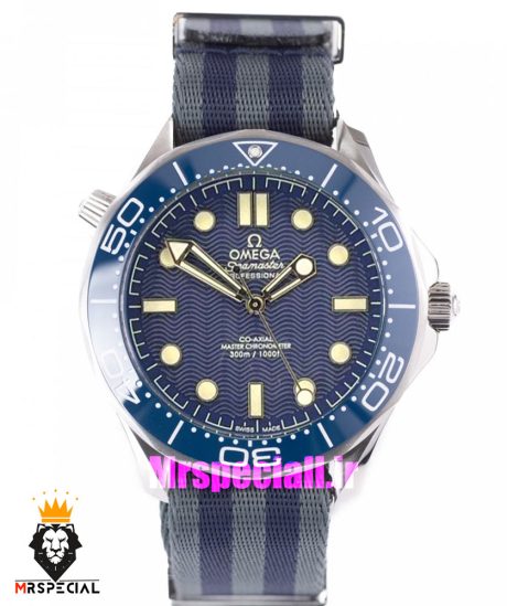 ساعت امگا مردانه سیمستر اتوماتیک بند ناتو صفحه ابی OMEGA SEAMASTER 007 021013