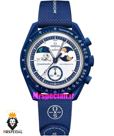 ساعت امگا سواچ اسنوپی کرنوگراف ابی 021483 MOONSWATCH Snoopy blue