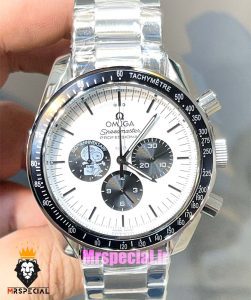 ساعت مچی مردانه امگا اسپید مستر اسنوپی کرنوگراف استیل صفحه سفید OMEGA Speedmaster 021410