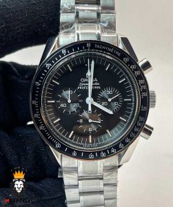 ساعت مچی مردانه امگا اسپید مستر کرنوگراف استیل صفحه مشکی OMEGA Speedmaster 01197