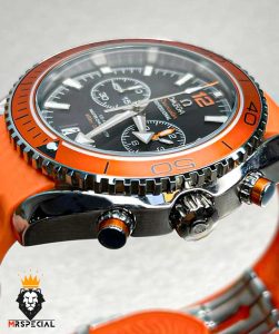 ساعت امگا سیمستر مردانه کرنوگراف بند رابر نارنجی صفحه مشکی OMEGA SEAMASTER 01240