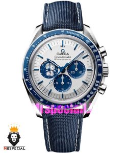 ساعت امگا مردانه اسپید مستر اسنوپی کرنوگراف صفحه سفید ابی OMEGA Speedmaster Snoopy 021698
