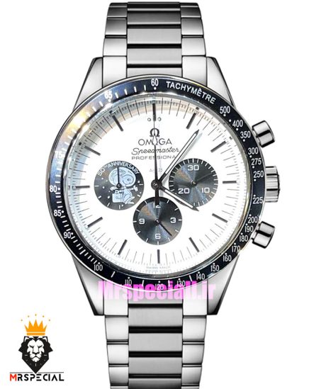 ساعت مچی مردانه امگا اسپید مستر اسنوپی کرنوگراف استیل صفحه سفید OMEGA Speedmaster 021410