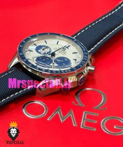 ساعت امگا مردانه اسپید مستر اسنوپی کرنوگراف صفحه سفید ابی OMEGA Speedmaster Snoopy 021698