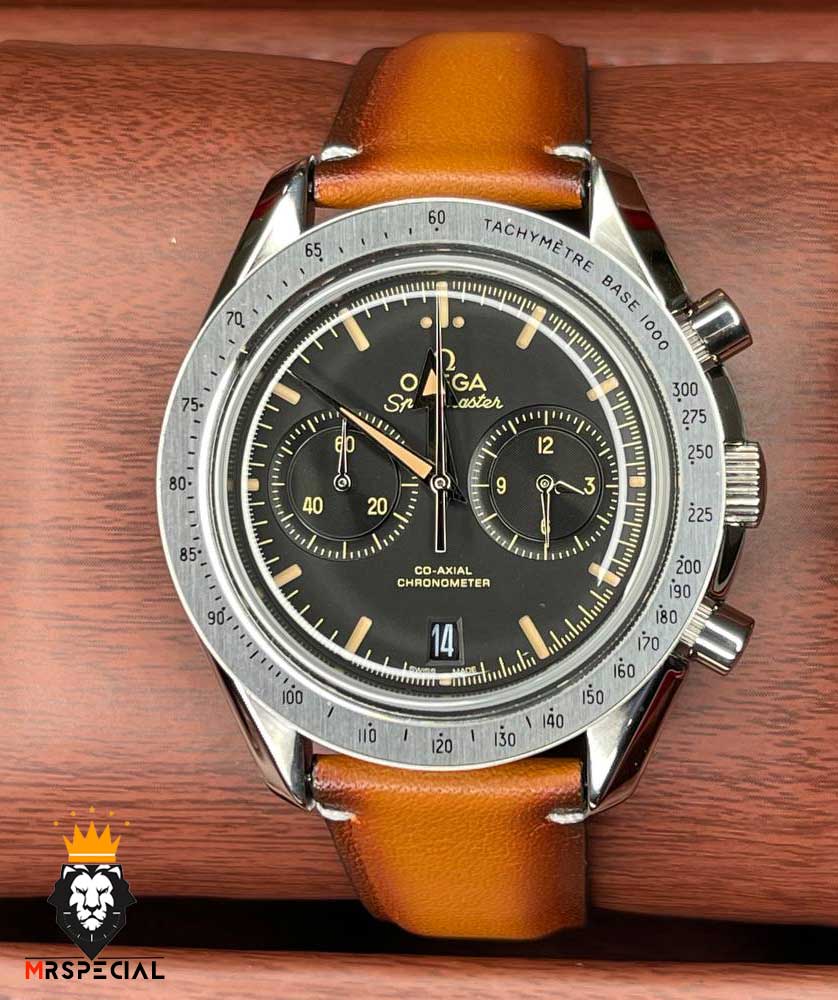 ساعت مردانه امگا اسپید مستر کرنوگراف چرم قهوه ای صفحه مشکی OMEGA SPEEDMASTER 1478